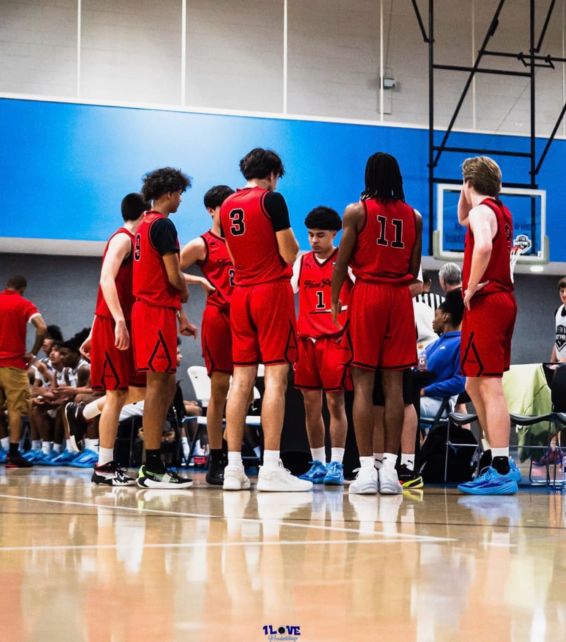Team huddle during a game